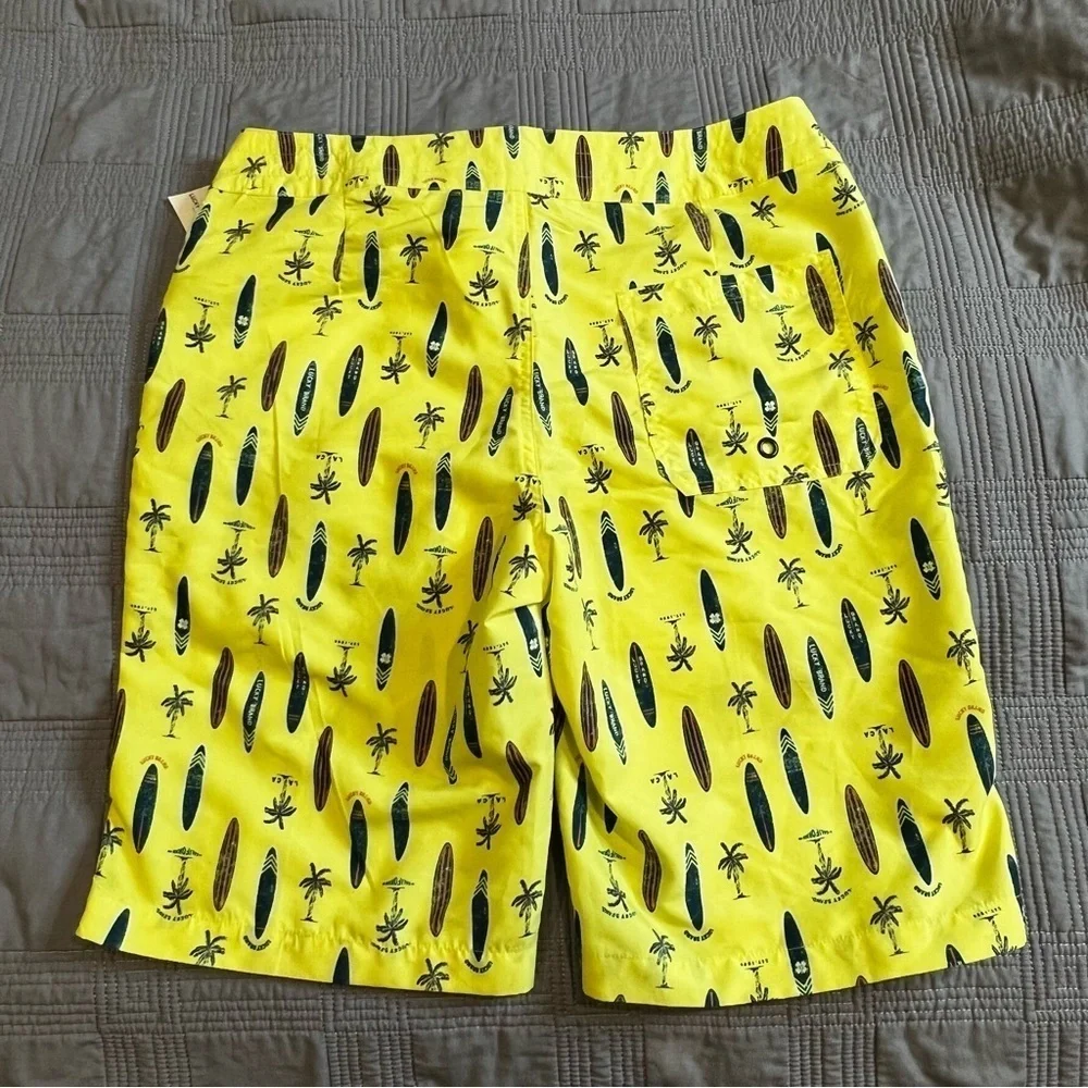 NEW Lucky Brand Boardshorts Boys Size 20 Yellow Surfboard Print Beach Swim
